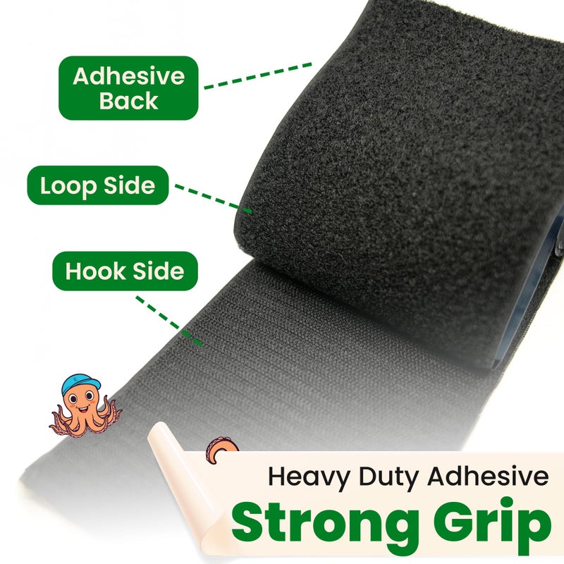 ECOHomes Heavy Duty Strips for Couch Cushions 4 Inch x 6.5 FT Keep Sofa Cushions from Sliding - Adhesive Hook and Loop Tape Roll to Prevent Sliding Couch Cushion, Outdoor Non Slip Furniture Grip Black - Image 3