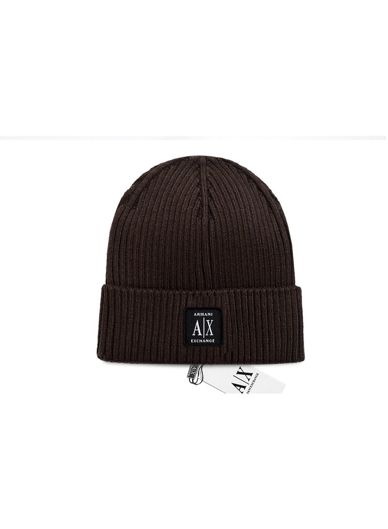 Armani Exchange Dark Brown Ribbed Knitted Beanie – Featuring Signature  Logo Patch and Premium Craftsmanship