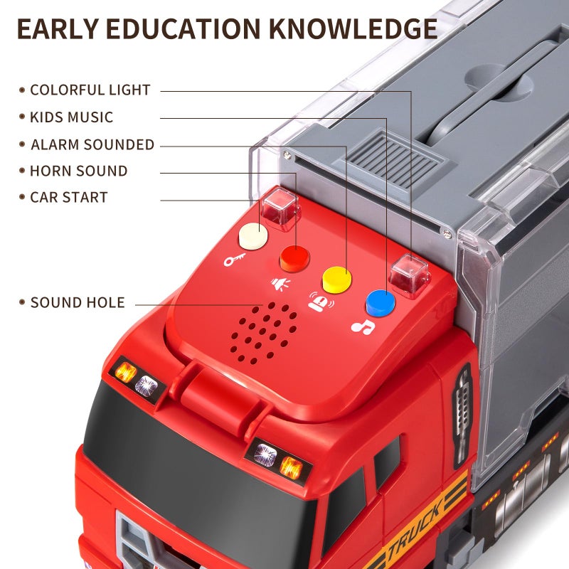 TEMI Toddler Toys for 3 4 5 6 Years Old Boys, Die-cast, Alloy Metal Emergency Fire Rescue Vehicle Transport Car / Truck Toys Set w/Play Mat for Age 3-9 Toddlers Kids Boys & Girls - Image 3