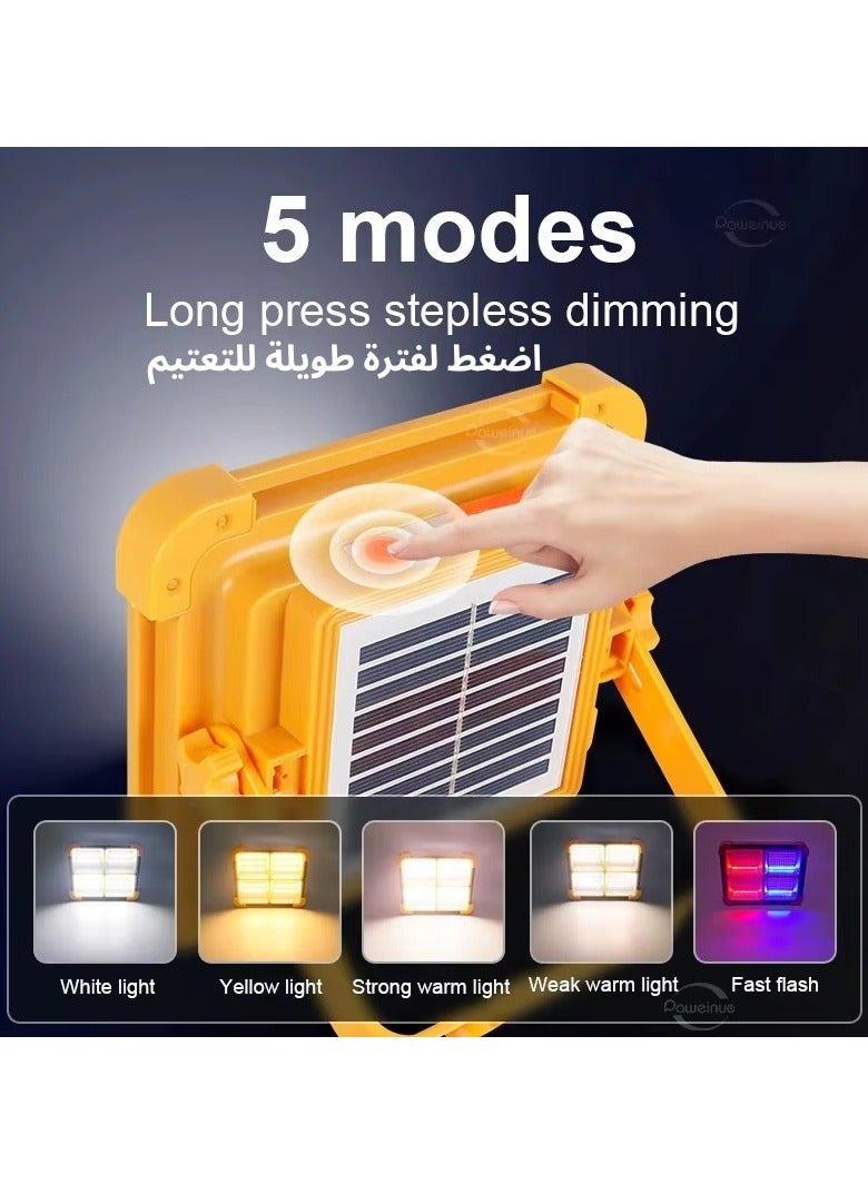 Led Solar Camping Flood Emergency Light, 4 Grid LEDs, 5 Light Modes, USB Output Power Bank, Type-C Charging, 120° Beam Angle, 6500K, Hook & Stand, 50,000H LED Lifespan - Image 2