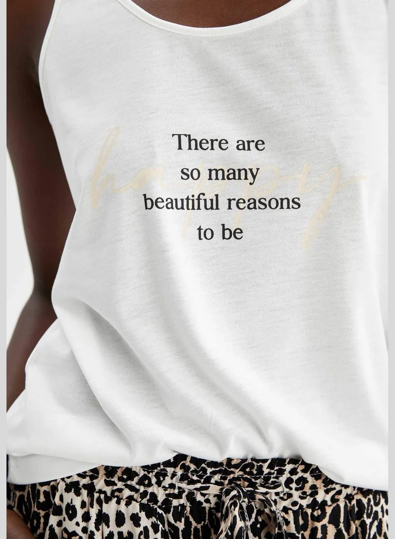 ديفاكتو Regular Fit Strappy Slogan Print Vest