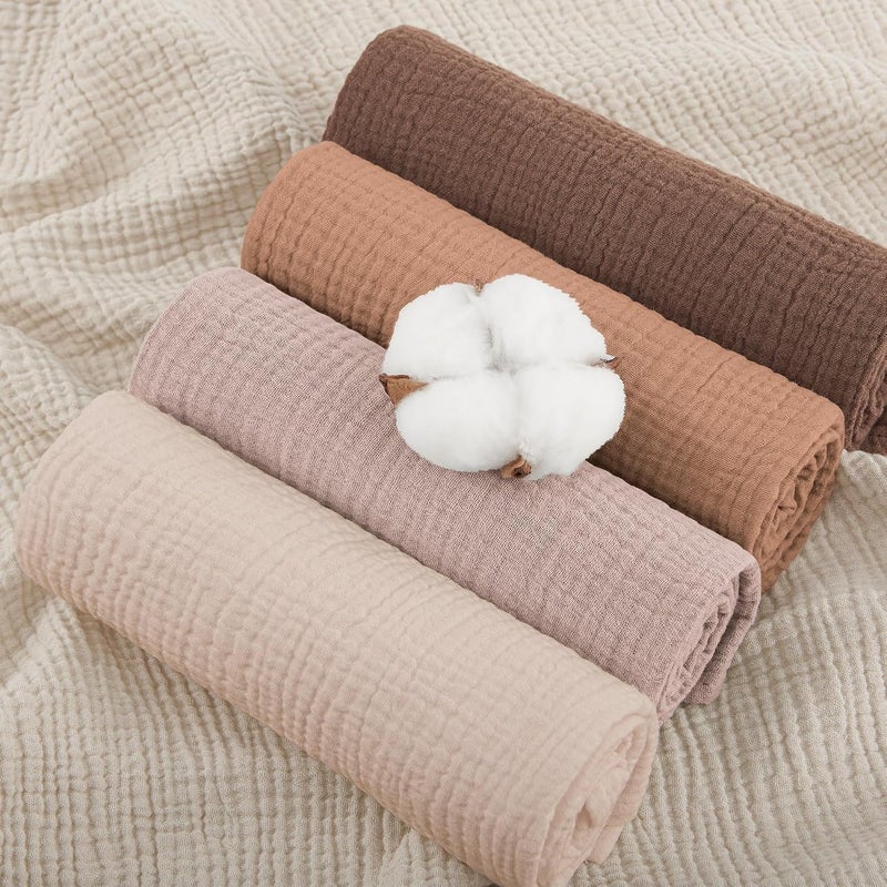 Susurration Muslin Cloths for Baby, 100% Cotton Baby Muslin Squares Cloths for Newborn Boy and Girl, Soft, Breathable and Extremely Absorbent Baby Muslin Burp Cloths, 60 x 60 cm, 5 Pack (Brown) - Image 2