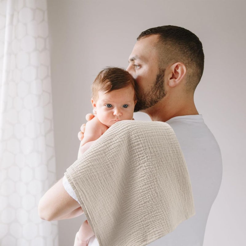 Susurration Muslin Cloths for Baby, 100% Cotton Baby Muslin Squares Cloths for Newborn Boy and Girl, Soft, Breathable and Extremely Absorbent Baby Muslin Burp Cloths, 60 x 60 cm, 5 Pack (Brown) - Image 3