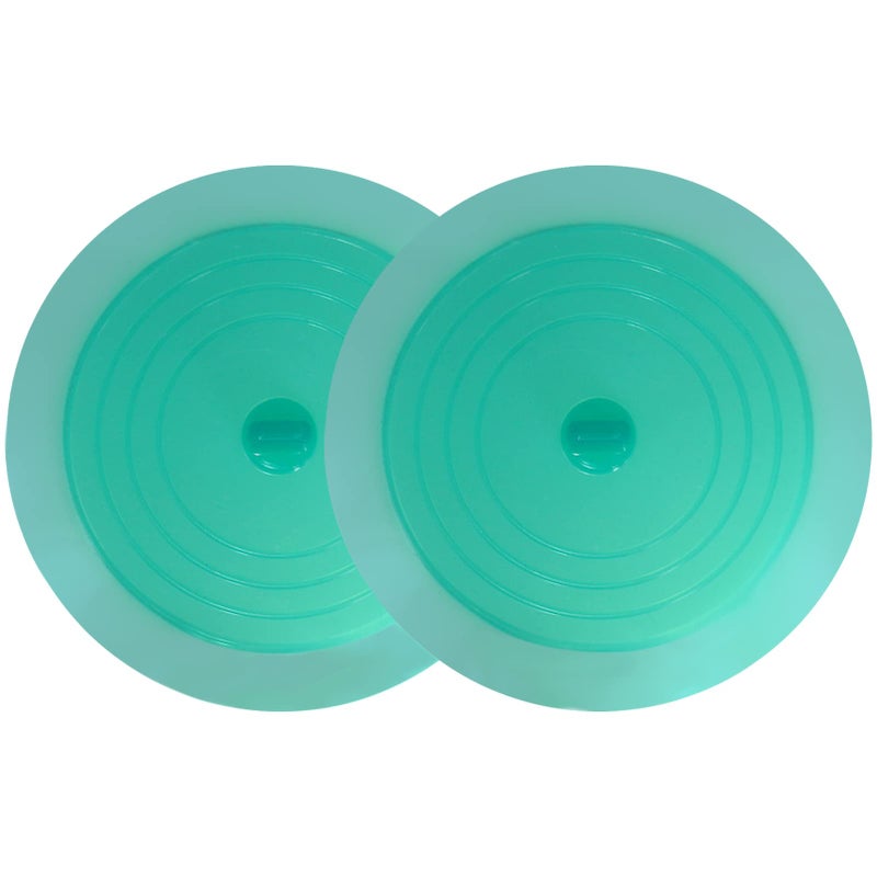 V-TOP Tub Stopper 2 Pack, 6 inches Large Silicone Drain Plug Hair Stopper Flat Suction Cover for Kitchen Bathroom Gadgets and Accessories (Green Transparent) - Image 1