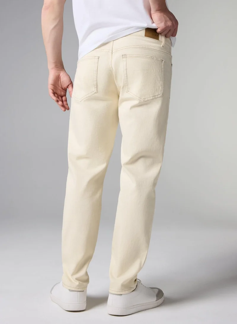 Matalan Off White Ecru Tapered Jeans for Men | Best Price UAE