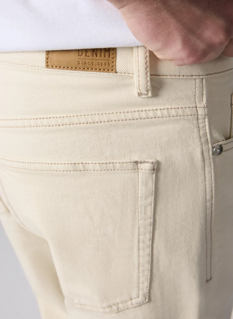 Matalan Off White Ecru Tapered Jeans for Men | Best Price UAE