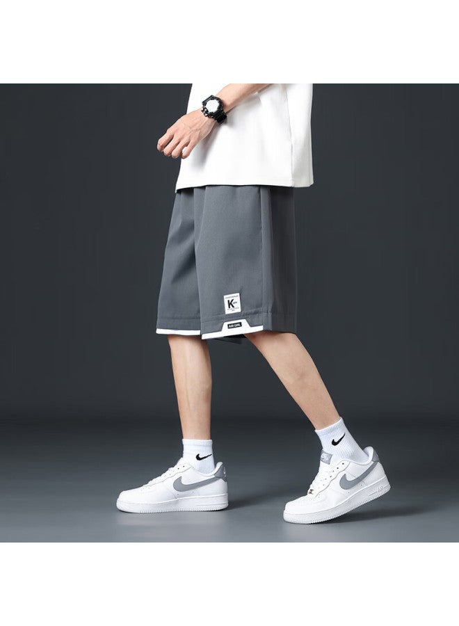 Dingfengbaoluo Men's Ice Silk Shorts Summer Quick-drying Workwear Loose Casual Sports Five-point Pants 2525 Dark Gray 3XL - Image 4