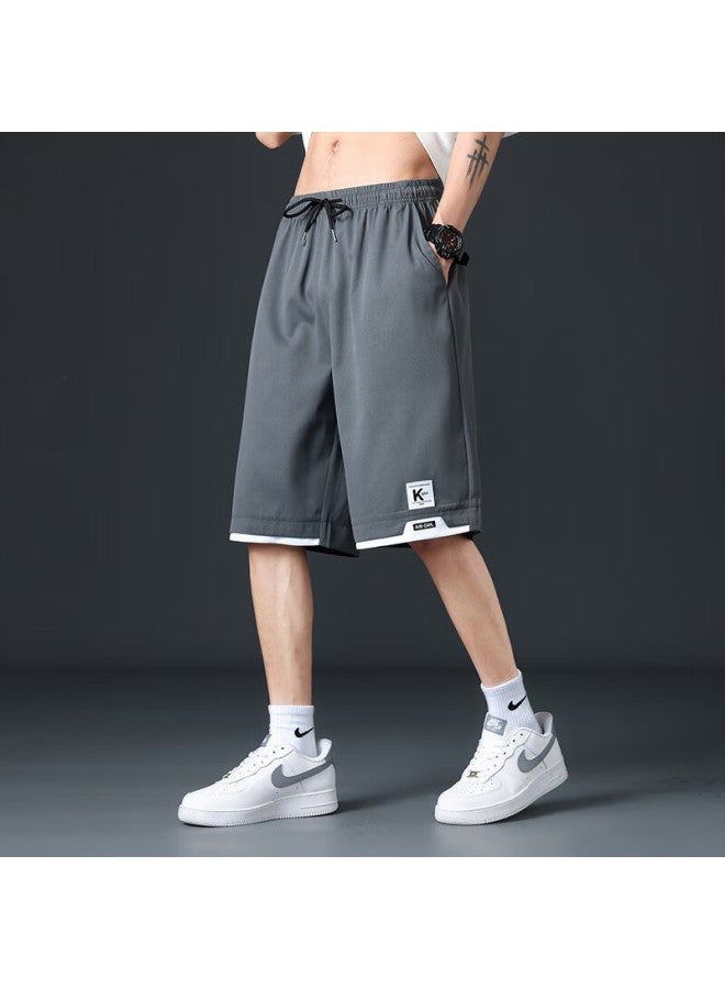 Dingfengbaoluo Men's Ice Silk Shorts Summer Quick-drying Workwear Loose Casual Sports Five-point Pants 2525 Dark Gray 3XL - Image 3