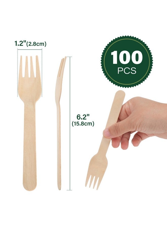 لوتفانسي شوك لوتفانس للاستخدام مرة واحدة، 100 شوكة خشبية، قابلة للتحلل الحيوي، 6.2 بوصة، شوكة صديقة للبيئة، رائعة للتخييم والنزهات والعشاء ومستلزمات الحفلات - Image 1