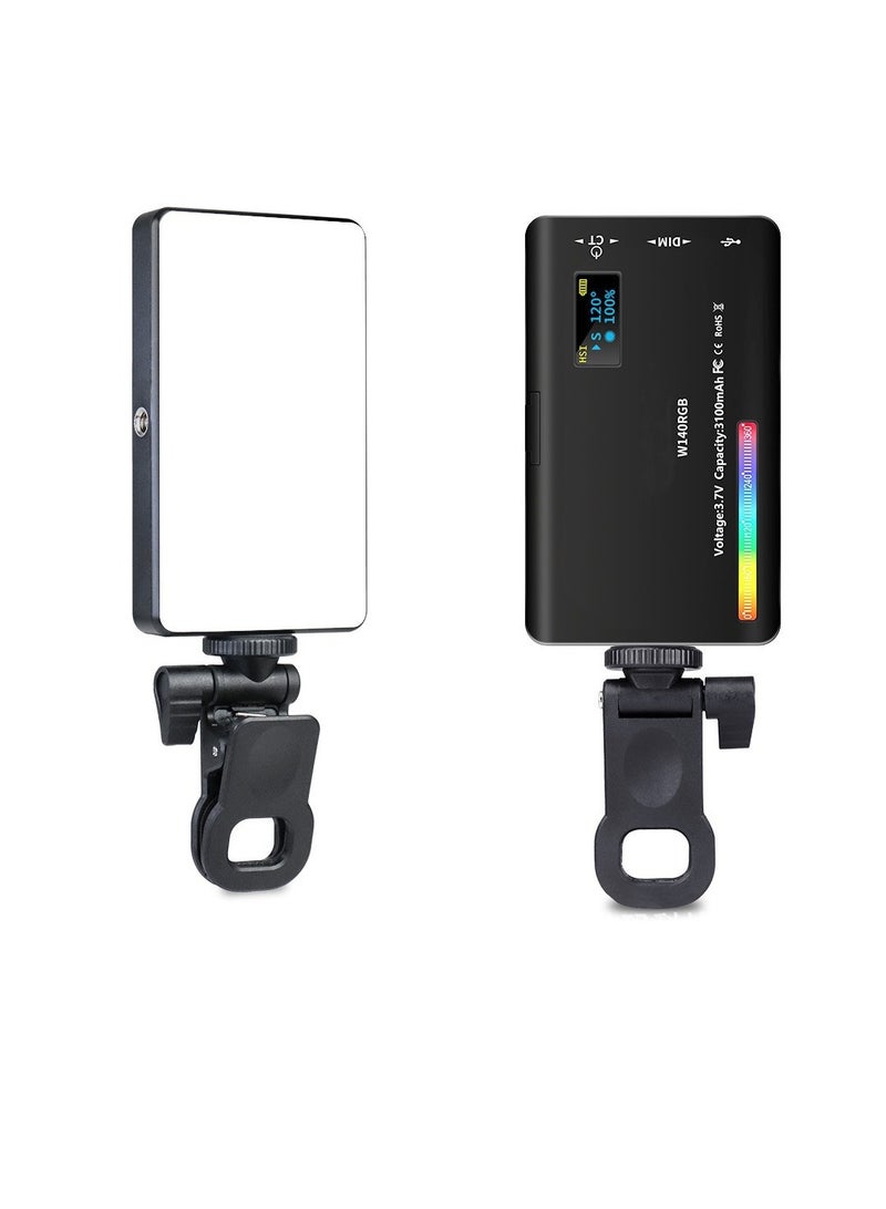 Excefore W140RGB Portable Video Light, Dimmable Rechargeable Photography Fill Light, High Brightness High CRI LED Camera Light For Vlog Live Streaming Video Conference, (1pc, W140RGB Single Light Plus Clip) - Image 1