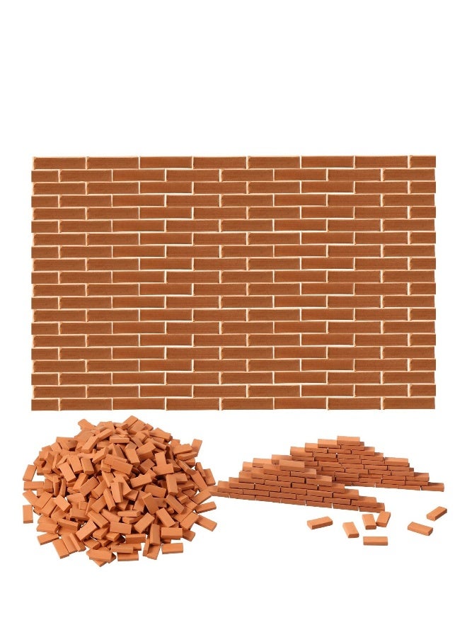 200 Pieces Mini Bricks Tiny Bricks for Landscaping Red Miniature Bricks Model Brick Wall Small Bricks for Crafts Realistic Fake Bricks Mini Blocks for Dollhouse Mini Garden Accessories,1/35 Scale - Image 1
