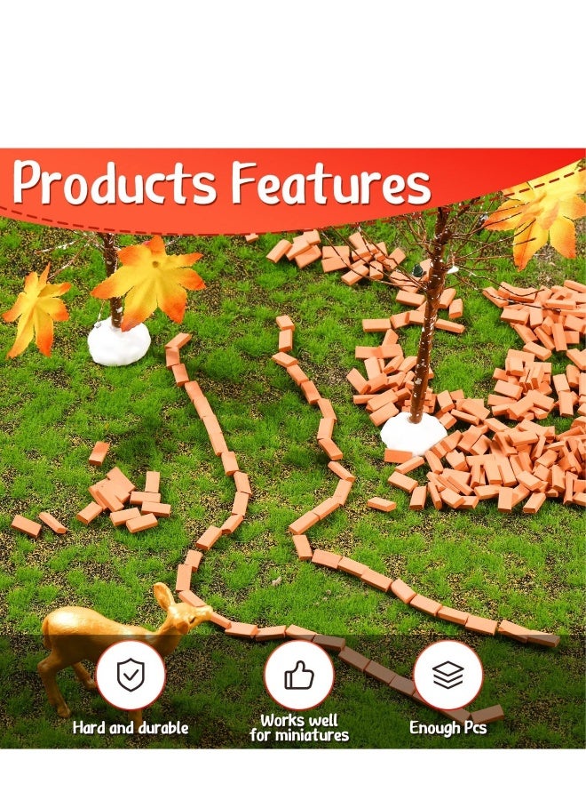200 Pieces Mini Bricks Tiny Bricks for Landscaping Red Miniature Bricks Model Brick Wall Small Bricks for Crafts Realistic Fake Bricks Mini Blocks for Dollhouse Mini Garden Accessories,1/35 Scale - Image 5