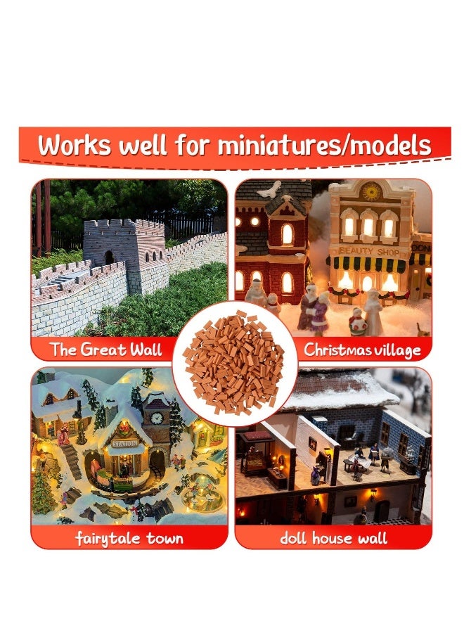 200 Pieces Mini Bricks Tiny Bricks for Landscaping Red Miniature Bricks Model Brick Wall Small Bricks for Crafts Realistic Fake Bricks Mini Blocks for Dollhouse Mini Garden Accessories,1/35 Scale - Image 3
