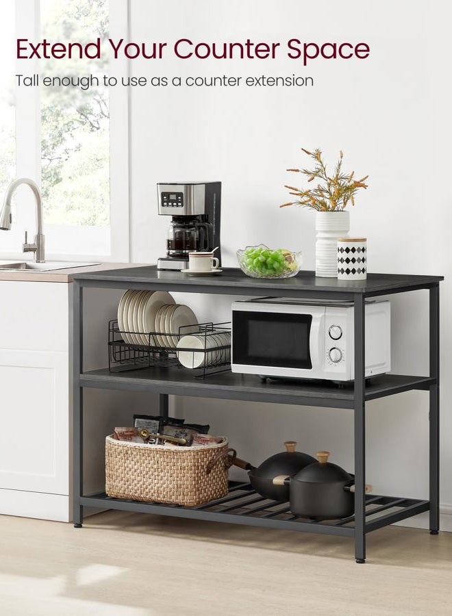 VASAGLE Kitchen Island with 3 Shelves, 47.2 Inches Kitchen Shelf with Large Worktop, Stable Steel Structure, Industrial, Easy to Assemble, Ebonized Oak Finish and Black UKKI001B42 - Image 3