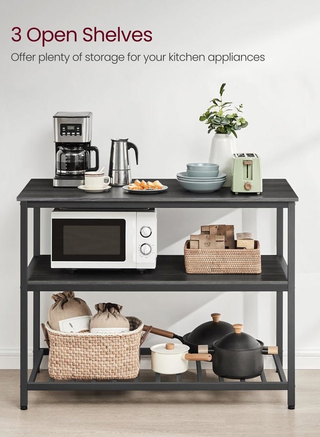 VASAGLE Kitchen Island with 3 Shelves, 47.2 Inches Kitchen Shelf with Large Worktop, Stable Steel Structure, Industrial, Easy to Assemble, Ebonized Oak Finish and Black UKKI001B42 - Image 5