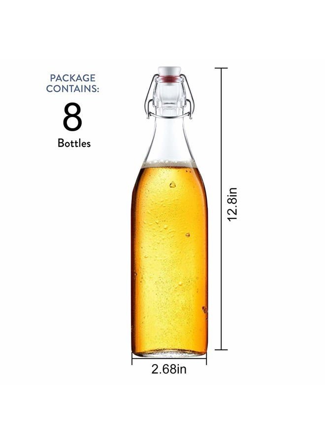 Encheng 32 oz Clear Glass Bottles with Air Tight Lids,Easy Cap Bottles for Beer and Home Brewing,Glass Kombucha Bottles with Stoppers,Swing Top Bottles for Beverages 8 Pack … - Image 2