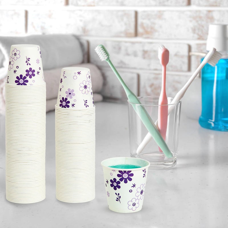 JOLLY PARTY [300 Pack] 3oz Disposable Bathroom Cups, Paper Mouthwash Cups, Cold Disposable Drinking Cup for Party, Picnic, BBQ, Travel, and Event, Purple Floral - Image 5