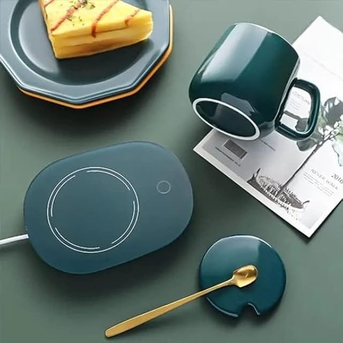 FITTO Coffee Mug Warmer With Mug Electric Mug Warmer For Desk With Auto ShutOff  Perfect For Keeping Coffee Tea Milk Warm Compact Design Includes Cup  Spoon  Ideal Gift For Home  Office - Image 5