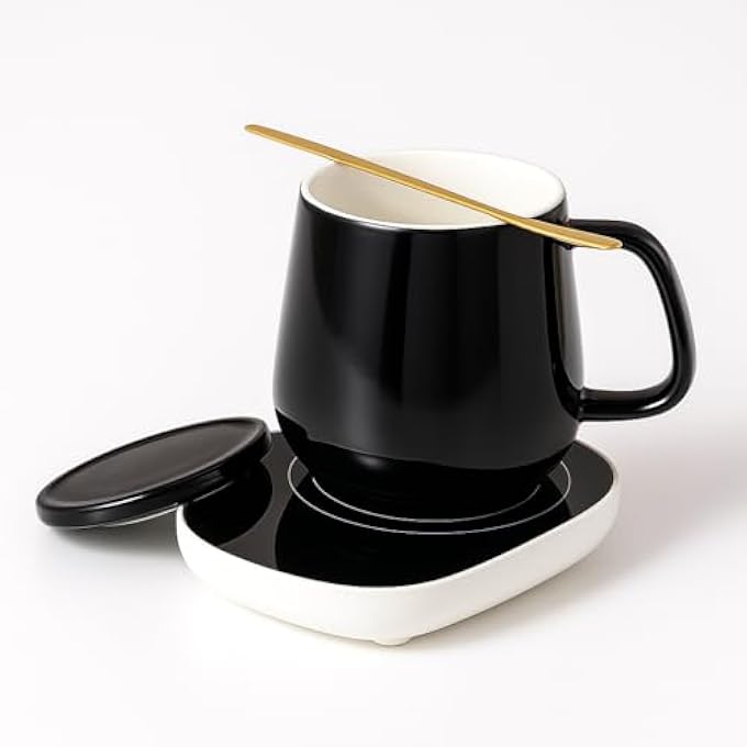 FITTO Coffee Mug Warmer With Mug Electric Mug Warmer For Desk With Auto ShutOff  Perfect For Keeping Coffee Tea Milk Warm Compact Design Includes Cup  Spoon  Ideal Gift For Home  Office - Image 2