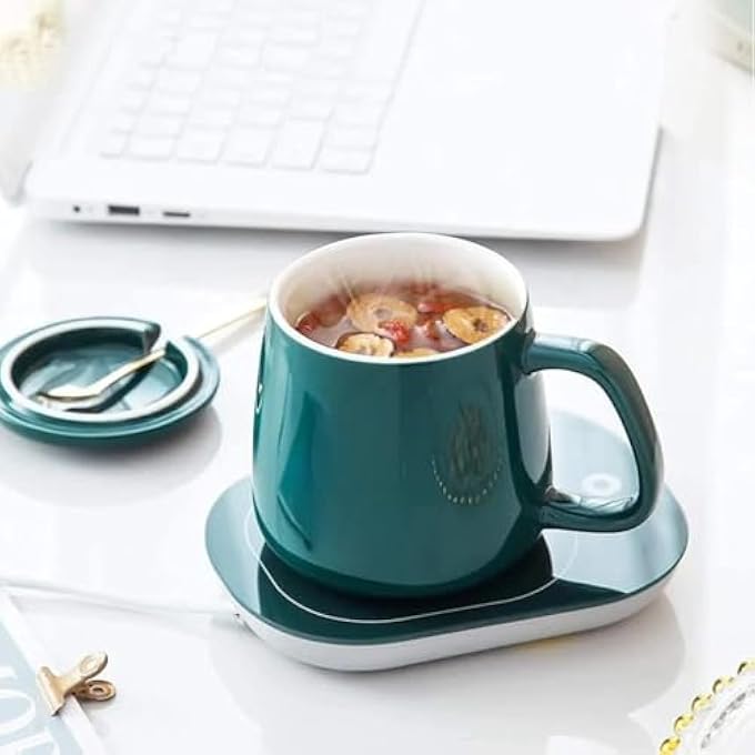 FITTO Coffee Mug Warmer With Mug Electric Mug Warmer For Desk With Auto ShutOff  Perfect For Keeping Coffee Tea Milk Warm Compact Design Includes Cup  Spoon  Ideal Gift For Home  Office - Image 4