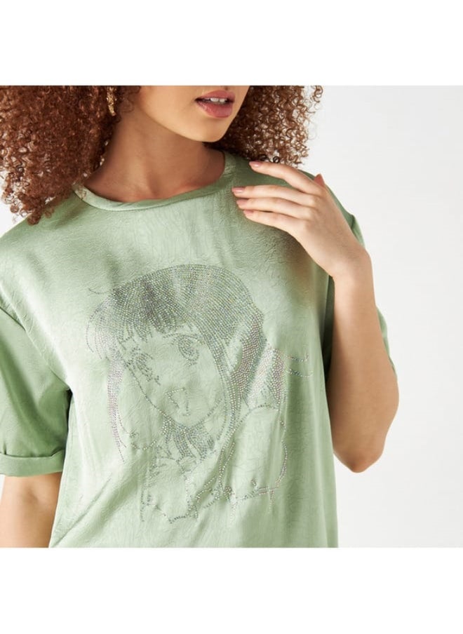 SP Characters Fruit Basket Embellished Top with Short Sleeves  - Image 1