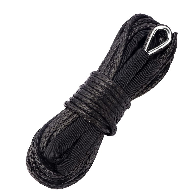 METOWARE Synthetic Winch Rope 14 x 50ft 10000 LBS Winch Cable Line with Protective Sleeve Fits 4WD Off Road Vehicle UTV ATV SUV Truck Black