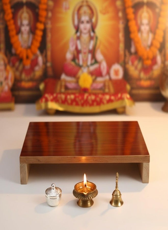 SUNBIRD Wooden Pooja Chowki for Home, Wooden Temple Small, DIY for All Purpose Puja, Home Temple Devghar, Puja Stand for God Idols, Office, Shop (ONE Piece Pooja Chowki) - Image 1