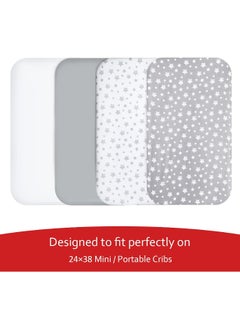 Moonsea Moonsea Mini Portable Crib Sheets 4 Pack for Boys or Girls (38" X 24")  - Image 2