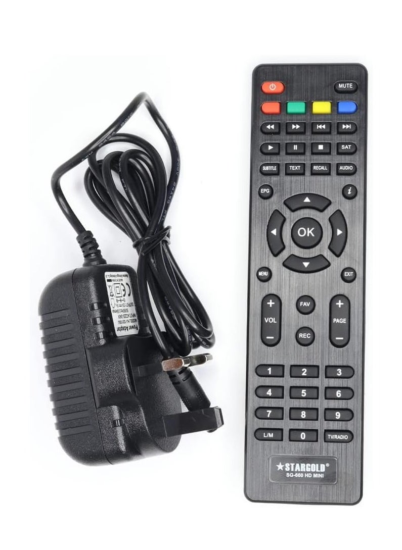 STARGOLD Satellite Receiver Full HD 4K, 4000 Channels, EPG, MPEG-2/4, OSD, Blind Scan/auto Scan, Support USB PVR, SG-660 HD MINI