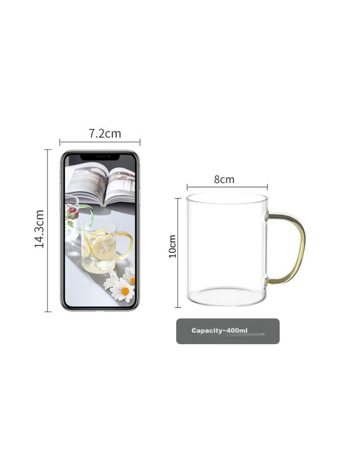 Weimingnuo Four-color High Borosilicate Heat-resistant Glass Cup Set Household With Handle Water Cup Glass Tea Cup Four-pack 400ml - Image 1