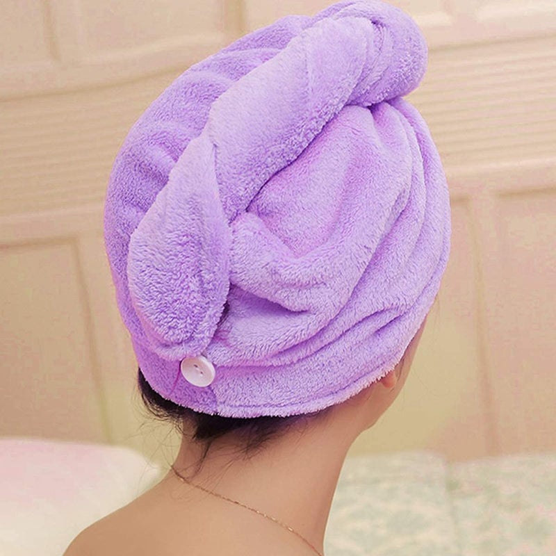 Sukhrup SUKHRUP Microfiber Hair Wraps Magic Fast Dry Towel Drying Bath Twist Hat Spa Soft Cap Multicolour 2 Pieces - Image 3