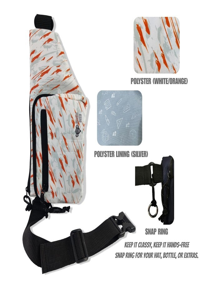 SILVER BEES White/Orange Sling Bag, Unisex Crossbody, Sleek & Portable Travel Bag for Work, Biking, Casual Wear, Cycling & Weekend Adventures, Rugged & Multi-Purpose. (White/Orange) - Image 4