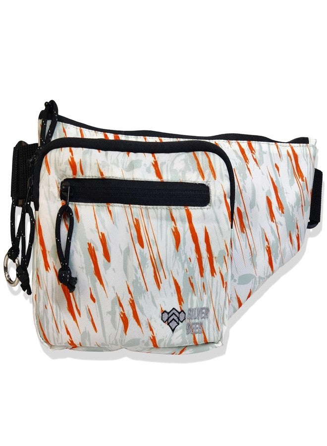 SILVER BEES White/Orange Sling Bag, Unisex Crossbody, Sleek & Portable Travel Bag for Work, Biking, Casual Wear, Cycling & Weekend Adventures, Rugged & Multi-Purpose. (White/Orange) - Image 1