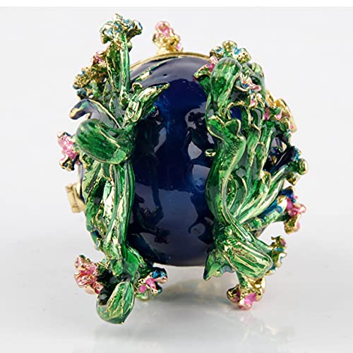SEVENBEES Hand-Painted Flower Faberge Egg Trinket Box Hinged with Rich Enamel and Sparkling Rhinestones Jewelry Boxes Gift for Home Decor - Image 5