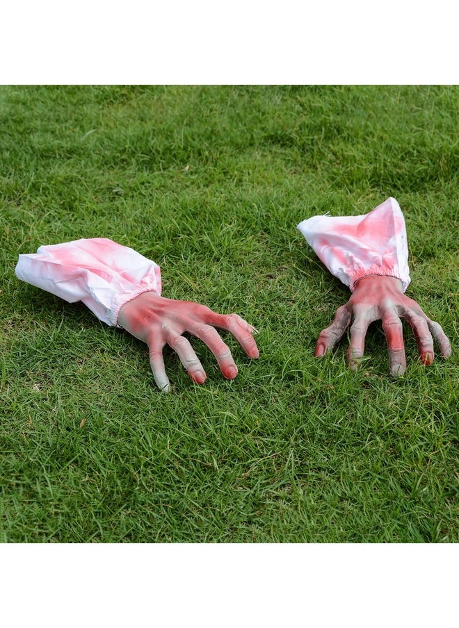 XONOR - Halloween Skeleton Hands Decorations, Realistic Life Size Severed Fake Plastic Hands For Halloween Props Decoration, 2 Pieces - Image 1
