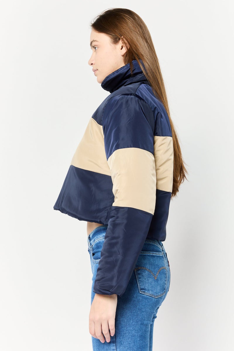 I SAW IT FIRST Women Colorblock Cropped Puffer Jackets, Multicolor - Image 2