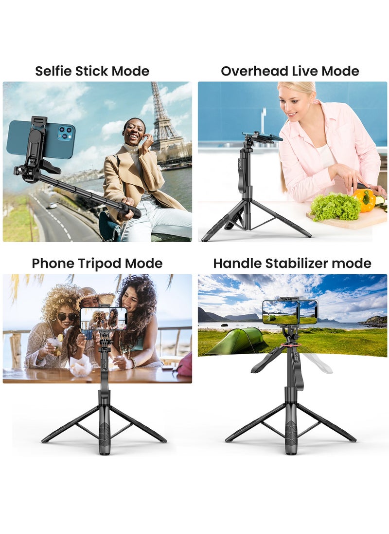 TNW - TNW Cell Phone Tripod with Bluetooth Remote,160cm/63in Portable Extendable Selfie Stick Lightweight Travel Camera Tripod,Compatible with iPhone and Android - Image 1