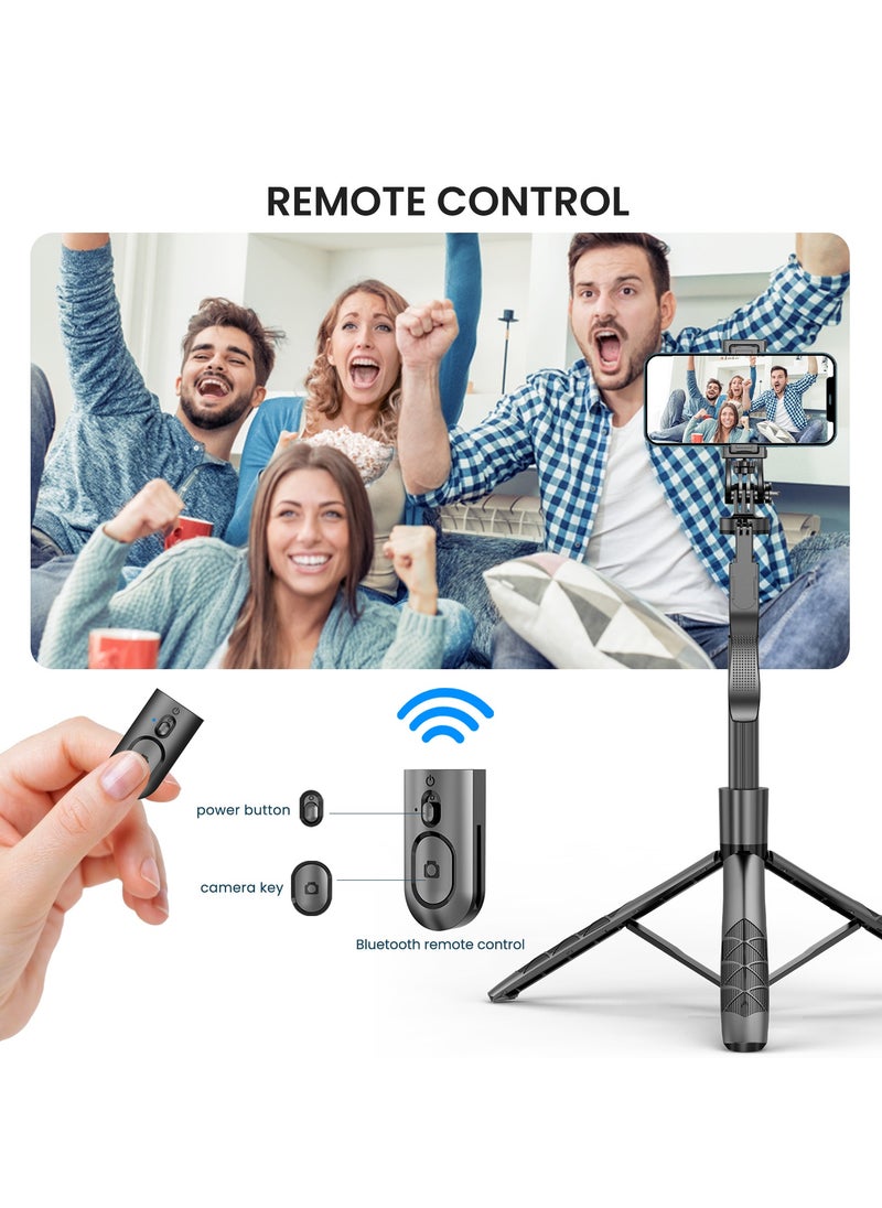 TNW - TNW Cell Phone Tripod with Bluetooth Remote,160cm/63in Portable Extendable Selfie Stick Lightweight Travel Camera Tripod,Compatible with iPhone and Android - Image 1