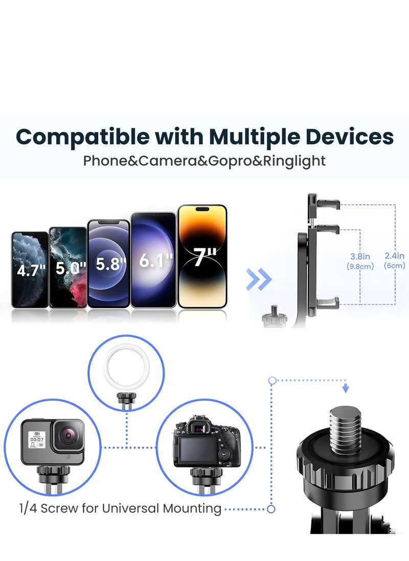 TNW - TNW Cell Phone Tripod with Bluetooth Remote,160cm/63in Portable Extendable Selfie Stick Lightweight Travel Camera Tripod,Compatible with iPhone and Android - Image 1