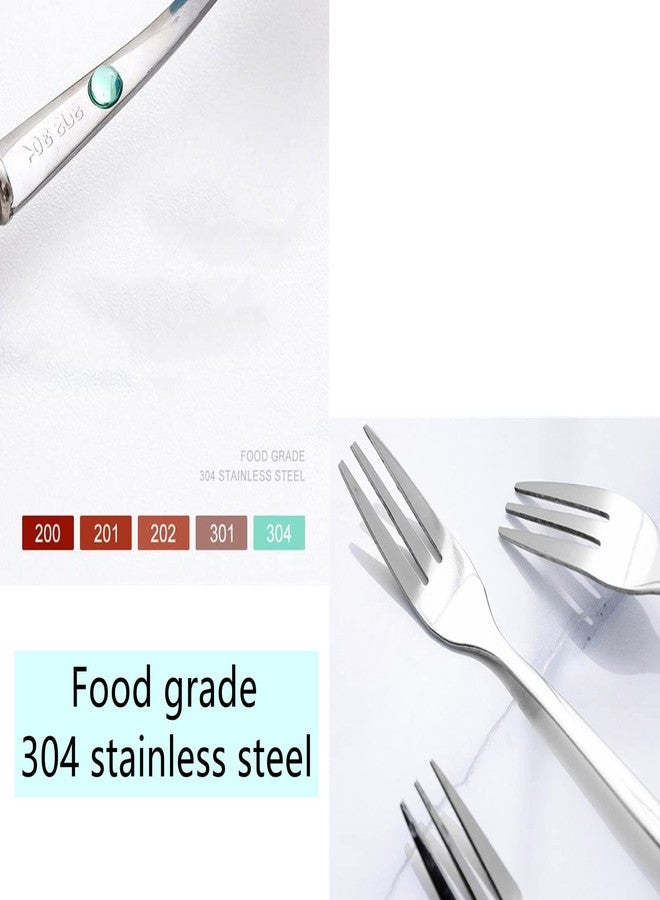 Milepetus Cute Cat Coffee Spoon and Fork Set, Ceramic Stainless Steel Cat Dessert spoon Drink Spoons Fruit Fork(5.7 inch, White&Black(Spoon+Fork Set A)) - Image 3