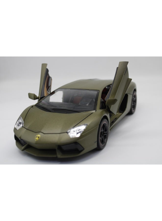 حديقة الألعاب نموذج محاكاة لسيارة لامبورغيني أفينتادور الرياضية بمقياس 1:24، سيارة لعبة مصبوبة قابلة للسحب للخلف، أبواب قابلة للفتح، مؤثرات صوتية وإضاءة - هدية مثالية للأولاد والأطفال والكبار - Image 2