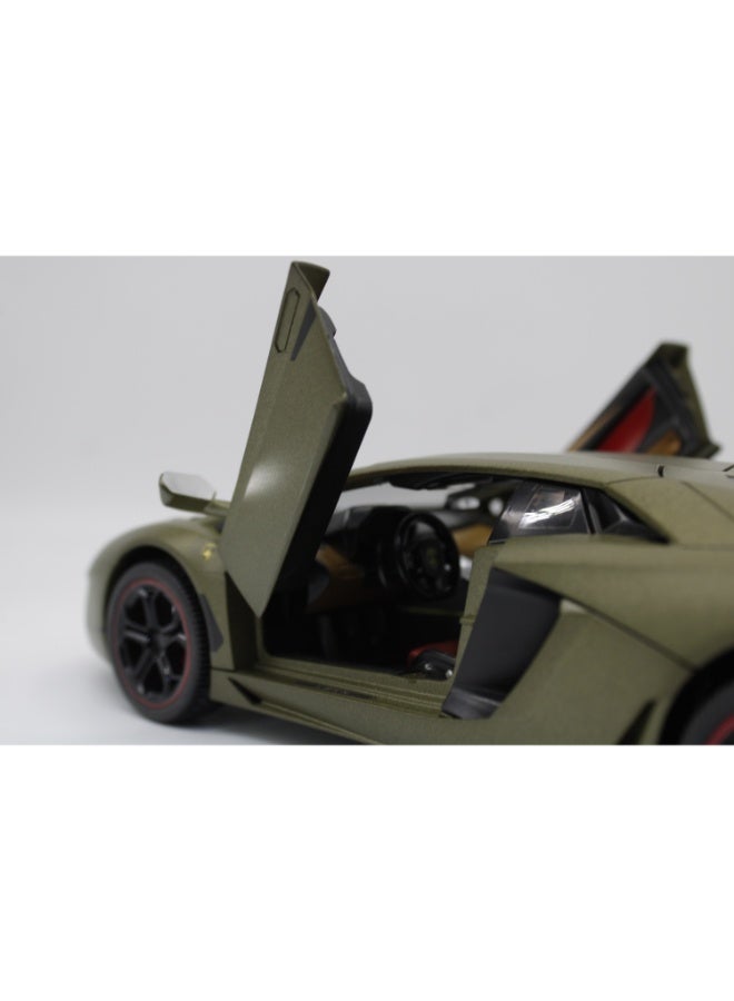 حديقة الألعاب نموذج محاكاة لسيارة لامبورغيني أفينتادور الرياضية بمقياس 1:24، سيارة لعبة مصبوبة قابلة للسحب للخلف، أبواب قابلة للفتح، مؤثرات صوتية وإضاءة - هدية مثالية للأولاد والأطفال والكبار - Image 4