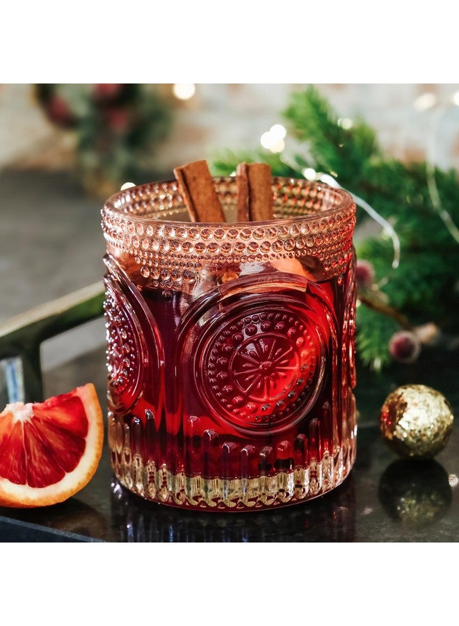 Kate Aspen Ribbed Retro Arch Floral Rose Gold Drinking Glasses Set of 6, (10 oz) Vintage Glassware Set Cocktail Glass Set, Juice Glass, Water Cups | Great Hostess Gift & Gift for New Home Owners - Image 2