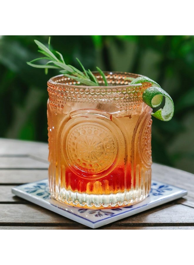 Kate Aspen Ribbed Retro Arch Floral Rose Gold Drinking Glasses Set of 6, (10 oz) Vintage Glassware Set Cocktail Glass Set, Juice Glass, Water Cups | Great Hostess Gift & Gift for New Home Owners - Image 3