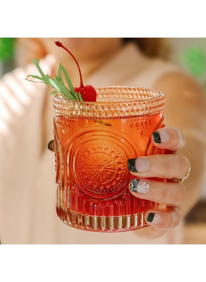 Kate Aspen Ribbed Retro Arch Floral Rose Gold Drinking Glasses Set of 6, (10 oz) Vintage Glassware Set Cocktail Glass Set, Juice Glass, Water Cups | Great Hostess Gift & Gift for New Home Owners - Image 4