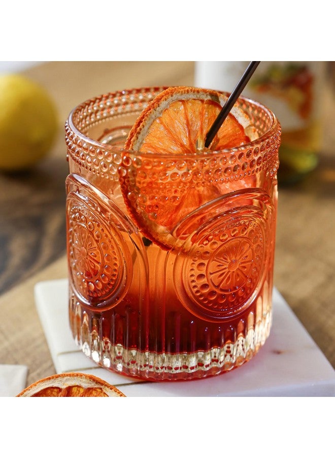 Kate Aspen Ribbed Retro Arch Floral Rose Gold Drinking Glasses Set of 6, (10 oz) Vintage Glassware Set Cocktail Glass Set, Juice Glass, Water Cups | Great Hostess Gift & Gift for New Home Owners - Image 1