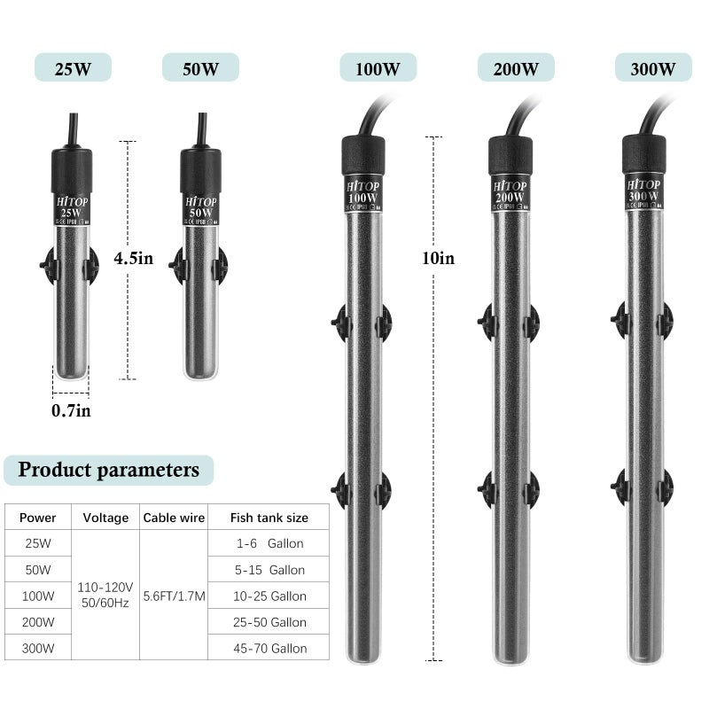 HITOP Compact Submersible Aquarium Heater -100W Digital Heater for Fish Tank Turtle Tank 10-25 Gallon, Saltwater and Fresh Water with Temperature Controller (100W) - Image 2