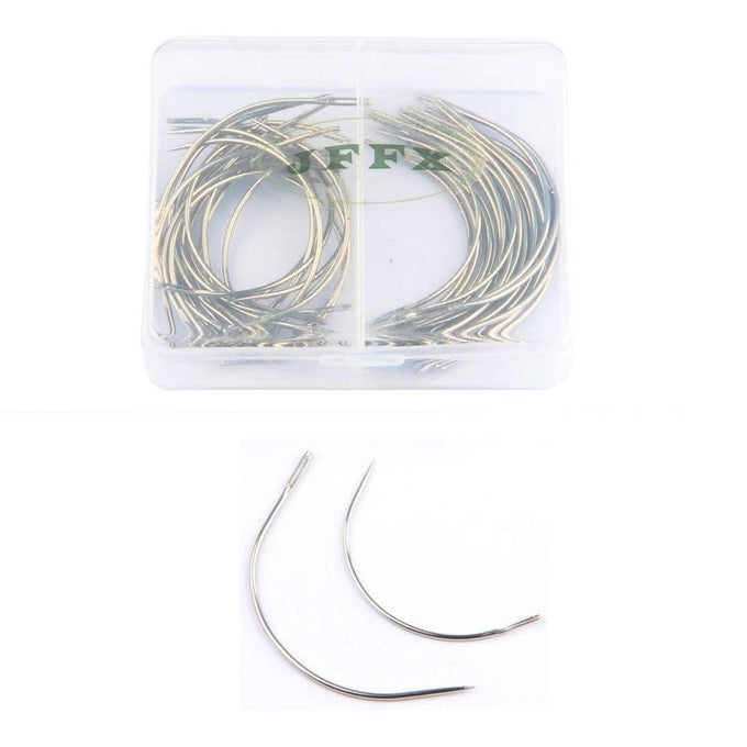 50 PIECES C NEEDLES FOR SEWING C TYPE CURVED WIG MAKING NEEDLE HAND SEWING NEEDLE UPHOLSTERY CARPET LEATHER CANVAS REPAIR WEAVING NEEDLES