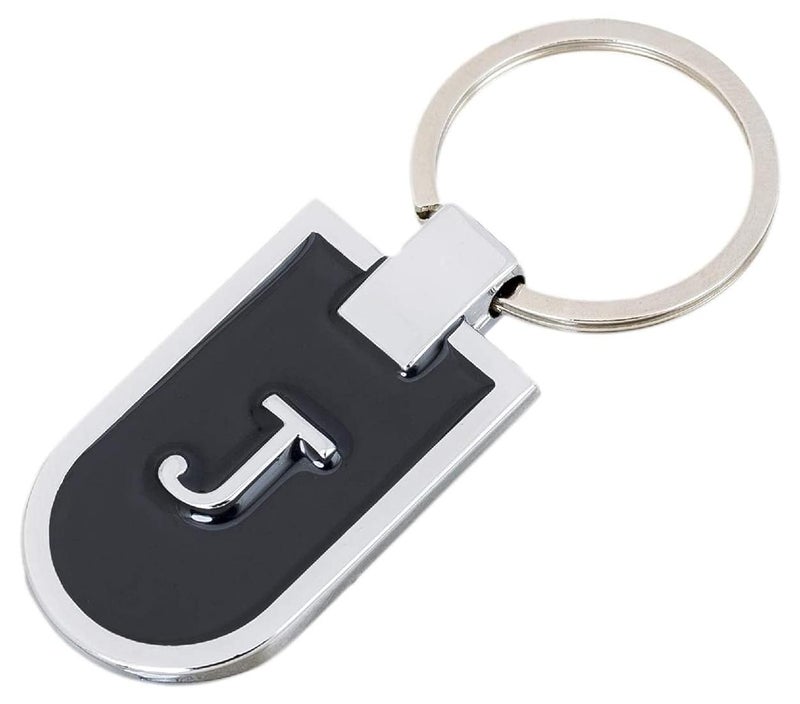 AUGEN Stainless Steel Alphabet Letter J Keychain Metal Initials For Car & Bike Gifting With Key Ring Anti-Rust (Pack Of 1) - Image 1
