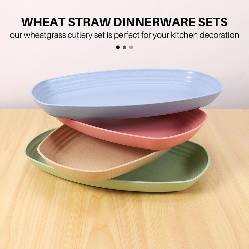 P-PLUS INTERNATIONAL Reusable & Unbreakable Plate Healthy, Lightweight Wheat Straw Plates Dinner Dish Reusable Salad Plates for Kids Kitchen Microwave Safe Serving Dish (Random Color, Pack of 2) - Image 4
